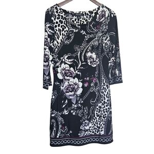 White House Black Market Black and White Patterned Dress